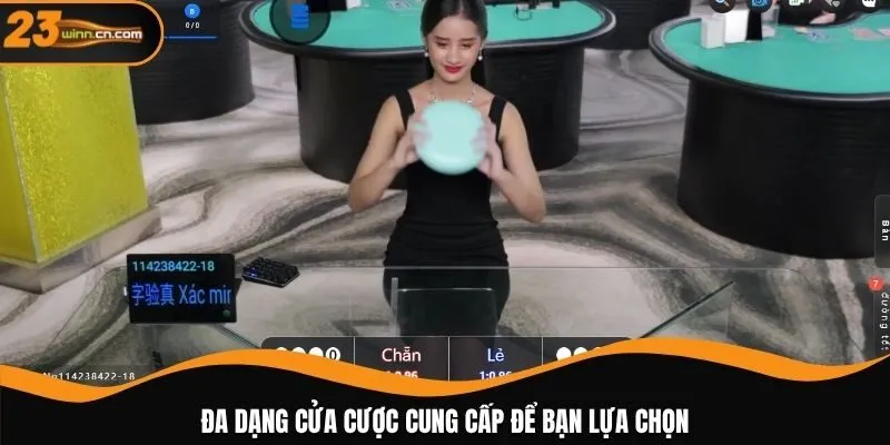 Đa dạng cửa cược được cung cấp để lựa chọn