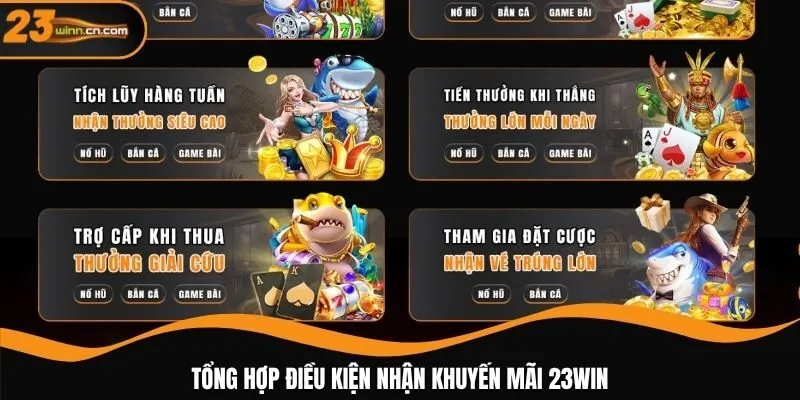 Tổng hợp điều kiện nhận khuyến mãi 23WIN